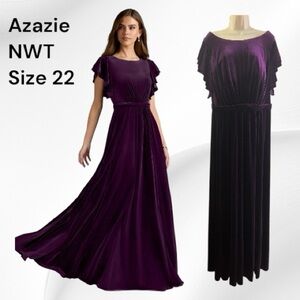 Azazie Daphane Aline Soft Velvet Floor Length Gown Size 22